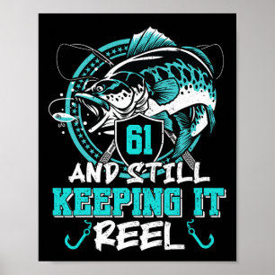 Póster Cumpleaños número 61 Pesca Divertida 61 Sigue Mant