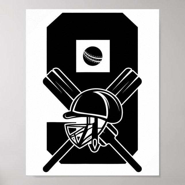 Póster Cumpleaños número 9 años de cricket (Frente)