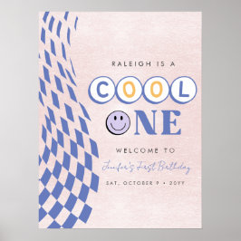 Póster Cumpleaños número uno de la chica genial con cuadr