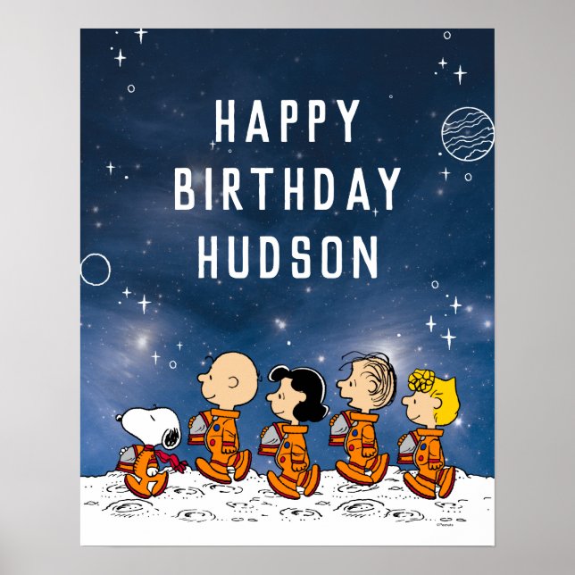 Póster Cumpleaños Peanuts | Espacio (Frente)