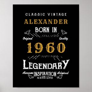 Póster Cumpleaños Personalizado 1960 Añadir tu nombre leg