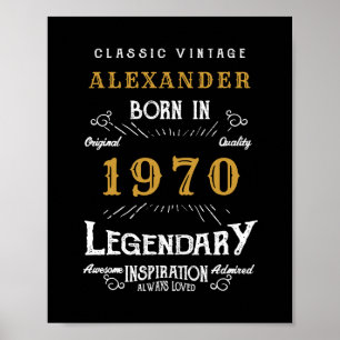 Póster Cumpleaños Personalizado 1970 Añadir tu nombre leg