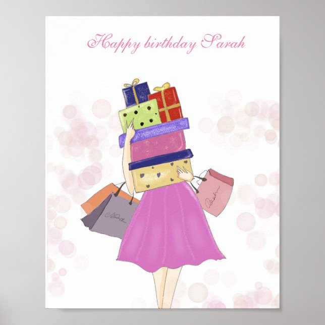 Póster Cumpleaños personalizado, ilustracion (Frente)