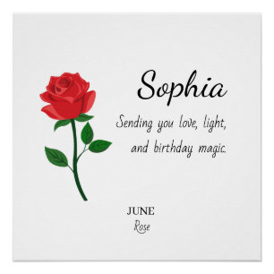 Póster Cumpleaños Personalizado June Rose