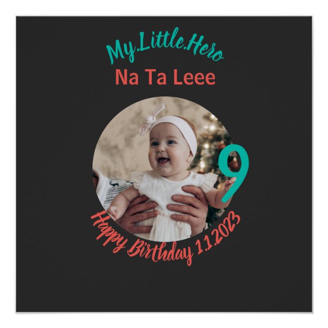 Póster Cumpleaños personalizado nombre con foto (Anverso)