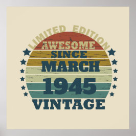 Póster Cumpleaños personalizado ochenta vintage 80