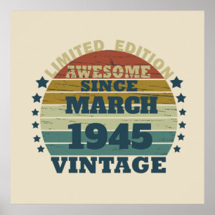 Póster Cumpleaños personalizado ochenta vintage 80