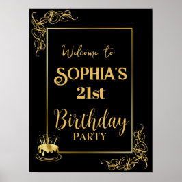 Póster Cumpleaños personalizado y Oro