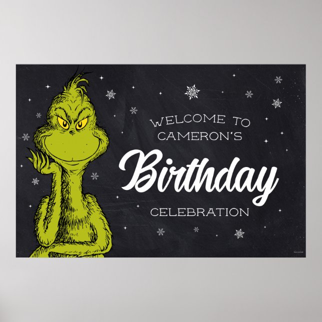 Póster Cumpleaños Pizarra del Grinch (Frente)
