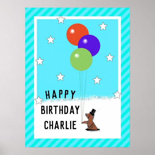 Póster Cumpleaños por el Día de la Marmota (Frente)