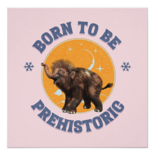 Póster Cumpleaños prehistórico de mamut bebé divertido