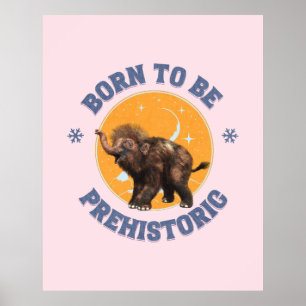 Póster Cumpleaños prehistórico de mamut bebé divertido