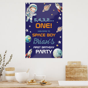 Póster Cumpleaños primero del astronauta del espacio exte
