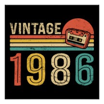 Cumpleaños Retro 1986 Cinta de Casete Vintage 40º 