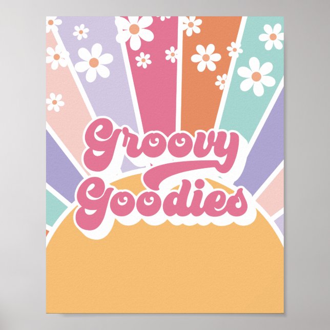 Póster Cumpleaños Retro Sunshine Groovy Goodies Favor (Frente)