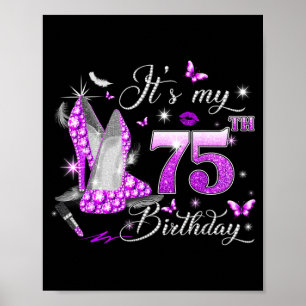 Póster Cumpleaños Rosa de 75 Años de Edad Reina de Cumple
