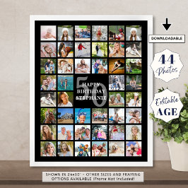 Póster Cumpleaños Sencillos 44 colores Personalizados de