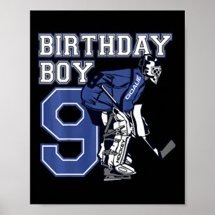 Póster Cumpleaños Temático de Portero de Hockey sobre Hie