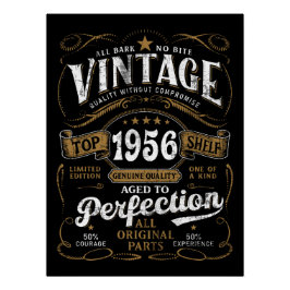 Póster Cumpleaños Vintage 1956 Envejecido a la Perfección