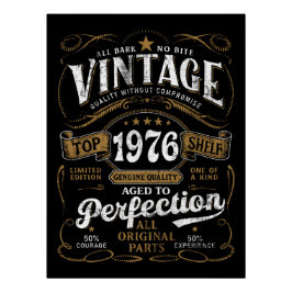Póster Cumpleaños Vintage 1976 Envejecido a la Perfección
