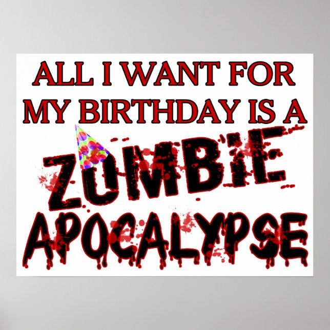Póster Cumpleaños Zombie Apocalypse (Frente)
