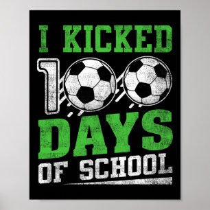 Póster Cumplí 100 Días De Escuela Chicos Chicas De Fútbol