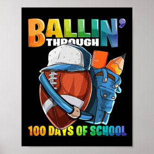 Póster Cumpliendo 100 Días De Escuela Footll Kinderga