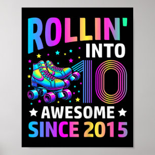 Póster Cumpliendo 10 años Patines Gif Cumpleaños 10