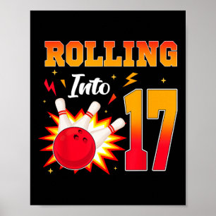 Póster Cumpliendo 17 Años Fiesta de Cumpleaños de Bolos C