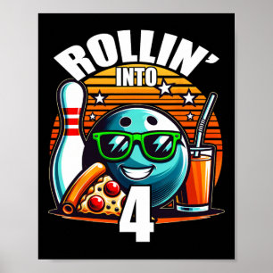 Póster Cumpliendo 4 Años Fiesta de Cumpleaños de Bolos Cu
