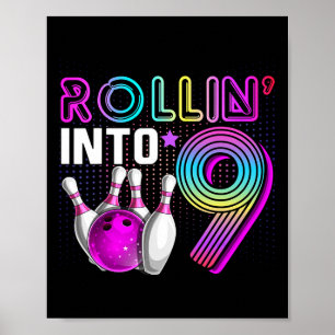 Póster Cumpliendo 9 Años Fiesta de Cumpleaños de Bolos Ro