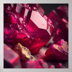 Póster Cúmulo de Cristal Inspirado en Rubí en Rosa Carmes
