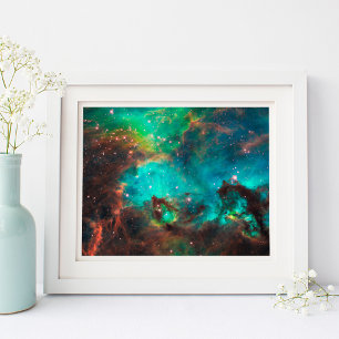 Póster Cúmulo estelar Aqua Green Celestial 10x8
