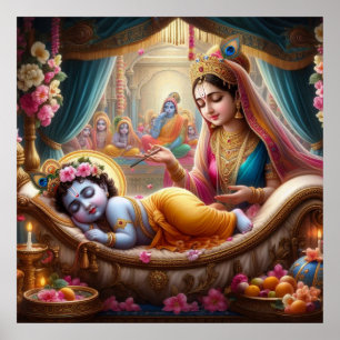 Póster Cuna de Bala Krishna étnica cálida y pacífica