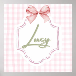 Póster Cuna Personalizada para Bebé Niña Lucy con Lazo y
