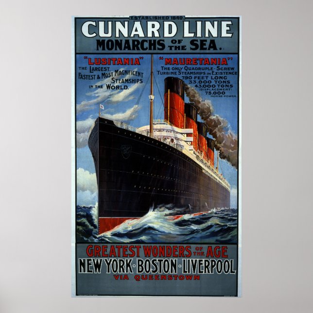 Póster Cunard Line Monarchs of the Sea (Frente)