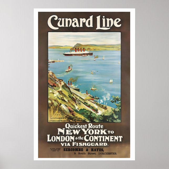 Póster Cunard Line Quickest Route to London & the (Frente)