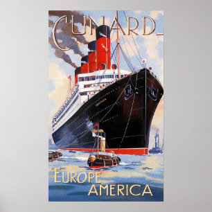 PÓSTER CUNARD OCEAN LINER AQUITANIA