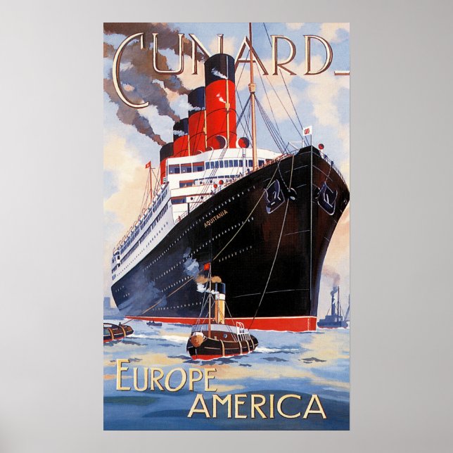 PÓSTER CUNARD OCEAN LINER AQUITANIA (Frente)