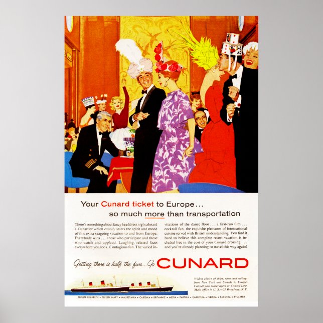 Póster Cunard Queens Party Ad (Frente)