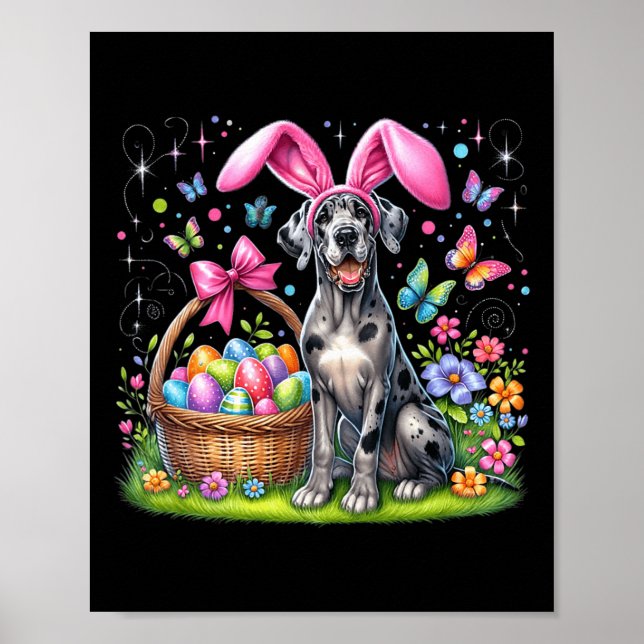 Póster Cunco lindo conejito gran perro de perro de pascua (Frente)