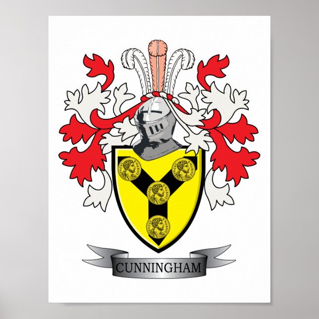 Póster Cunningham Family Crest Coat of Arms (Frente)