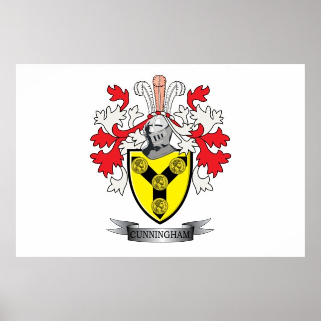 Póster Cunningham Family Crest Coat of Arms (Frente)