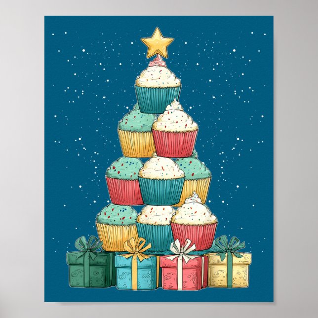 Póster Cupcake Baking Baker Christmas Tree Xmas  (Frente)