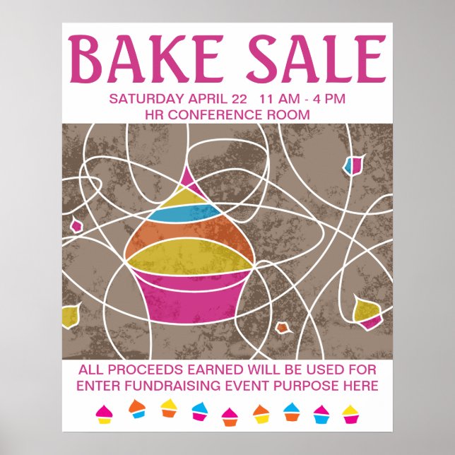 Póster CUPCAKE formas bake sale poster (Frente)