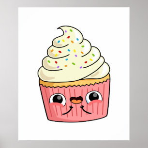 Póster Cupcake kawaii