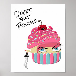 Póster Cupcake kawaii rosado fiesta de Halloween