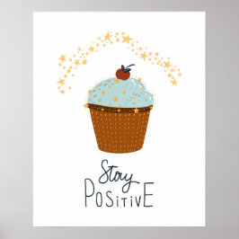 Póster Cupcake moderno scandi mantén positivo guardería