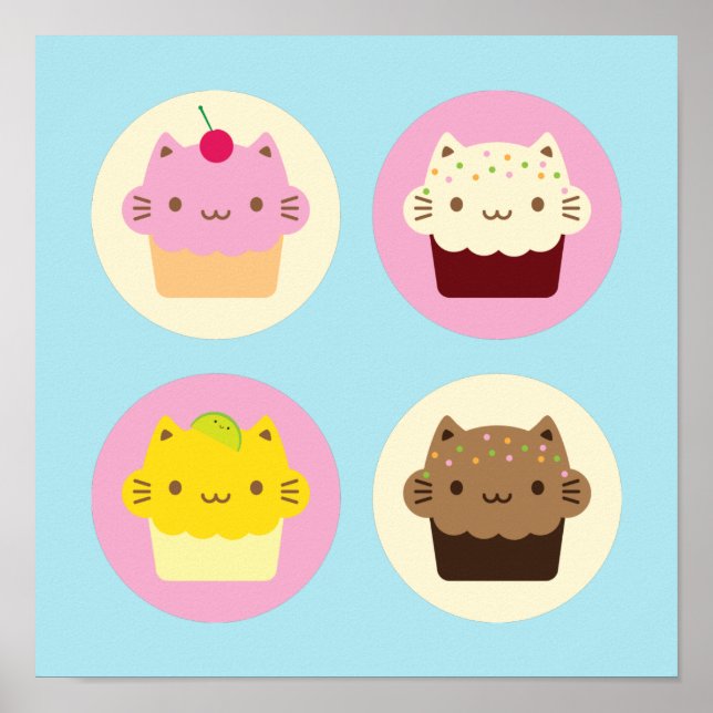 Póster Cupcakes de gato curado (Frente)