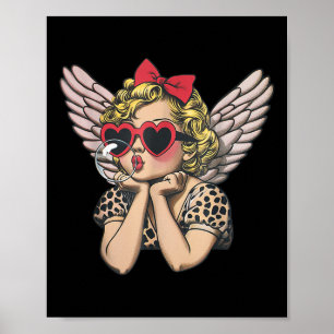 Póster Cupido burbujeo Corazón Sungles Leopard Valenti